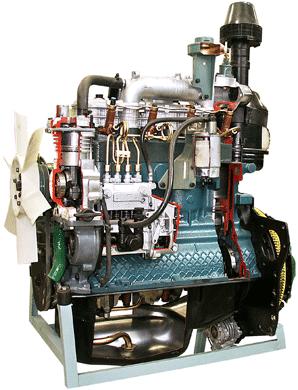 Двигатель дизельный трактора МТЗ-80-82 с навесным оборудованием (агрегаты в разрезе)
