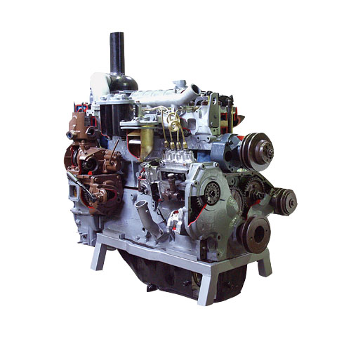 Двигатель для тракторов и строительной техники типа А-41 в разрезе с электромеханическим приводом (движение всех деталей)