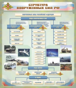 Стенд "Структура Вооружённых Сил РФ. Рода и виды войск"