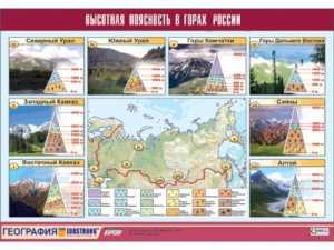 Таблица демонстрационная "Высотная поясность в горах России" (винил 100x140)